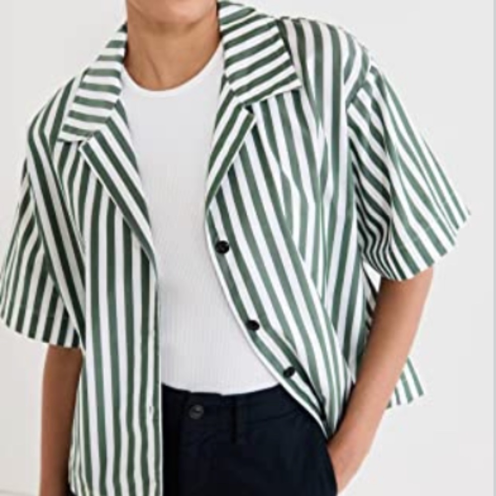 rag & bone Reed Stripe Shirt Green size small